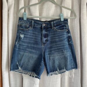 Blue Distressed Denim Shorts